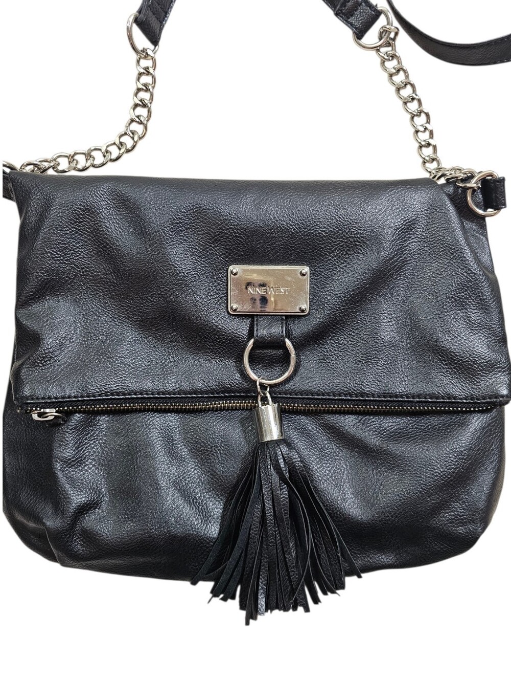 Nine West Black Faux Leather Foldover Crossbody Bag - Picture 2 of 4